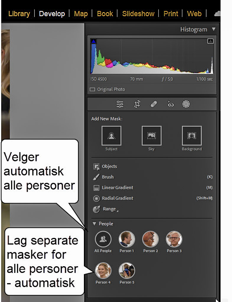 Du kan lage separate masker for en eller flere personer i bildet.
