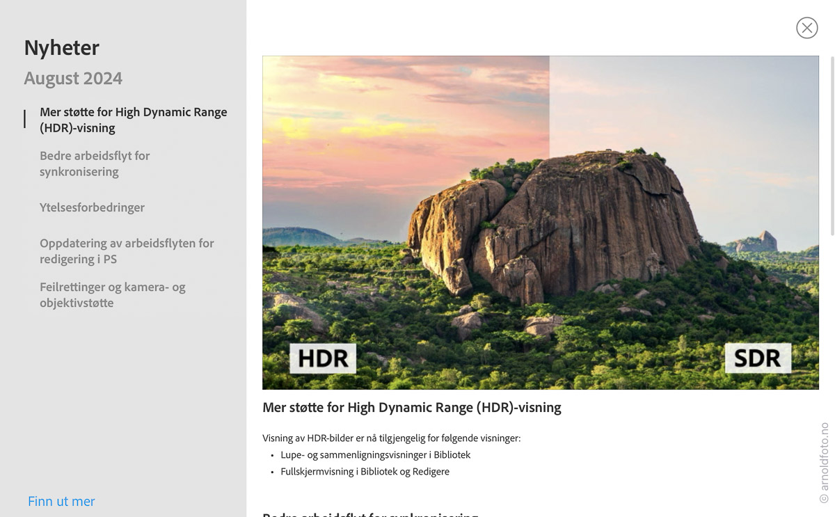 Informasjon om nyheter i Lightroom Classic